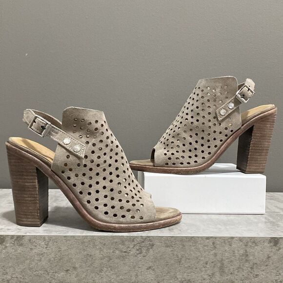 Rag & Bone Wyatt Taupe Perforated Open Toe Booties Size 39 US 9 - Picture 3 of 16